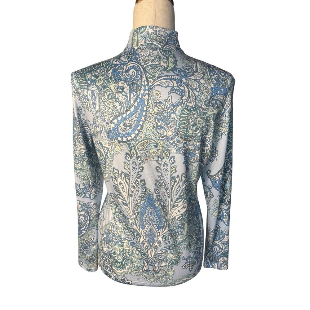 CEGOLFS Women's UPF 50+ Blue Paisley 1/4 zip L/S pullover top Size Small - Picture 5 of 7